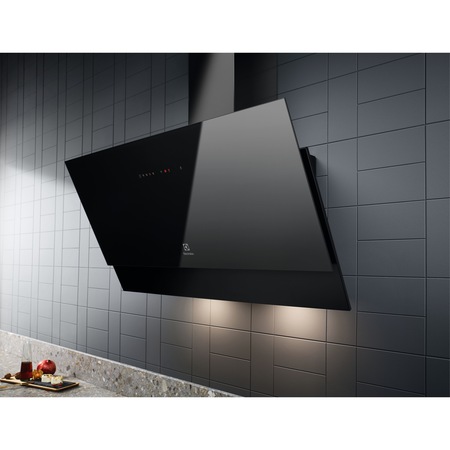 Hota incorporabila decorativa Electrolux LFV419K, Putere absorbtie 600 m3/h, LEDSpot, Control touch, 90 cm, Negru