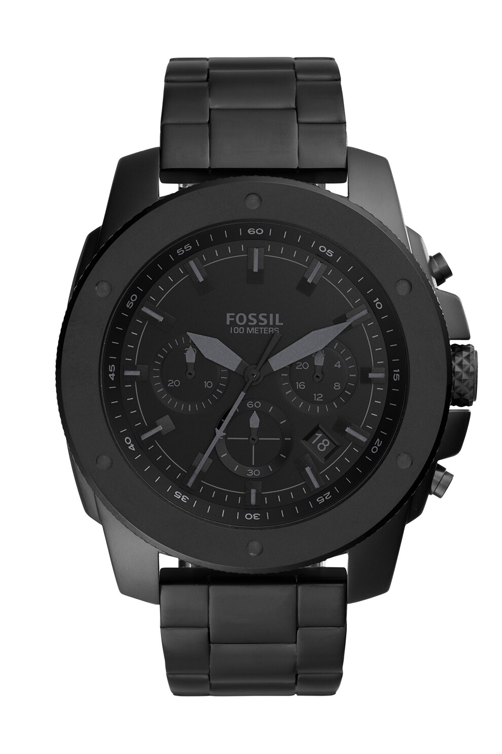 Fossil, Ceas cronograf quartz din otel inoxidabil, Negru