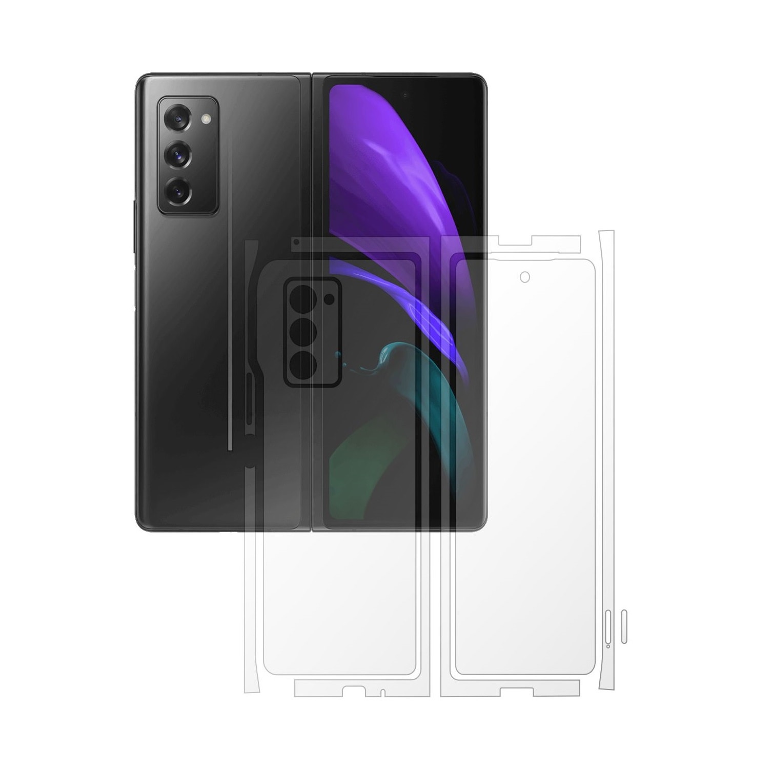 Folie Protectie Spate Invisible Skinz Matte pentru Samsung Galaxy Z Fold 2 5G - Siliconica Mata Anti-Amprenta, Anti-Reflex,cu taiere Split Cut pentru Carcasa Spate si Laterale, Skin Adeziv Transparent