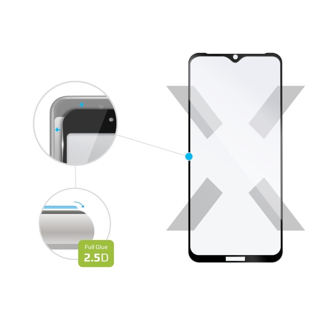 Folie de protectie Full-Cover pentru Xiaomi Redmi 9A/9C, Fixed, Sticla securizata, Negru