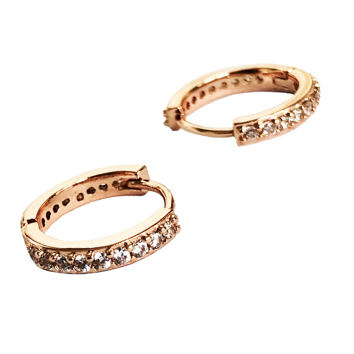 Cercei de dama cu cristale Zirconia transparente, din aliaj Rose Gold