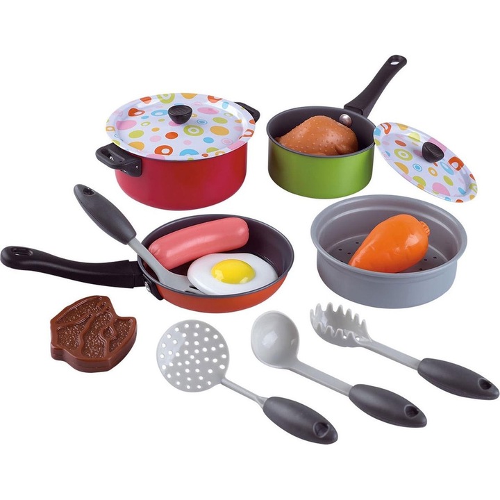Set PlayGo - Tacamuri si Cratite colorate metalice, 15 piese