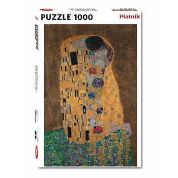 Puzzle metalizat, Piatnik, Gustav Klimmt - Sarutul, 1000 piese, dimensiune 68 x 48 cm Puzzle metalizat, Piatnik, Gustav Klimmt - Sarutul, 1000 piese, dimensiune 68 x 48 cm
