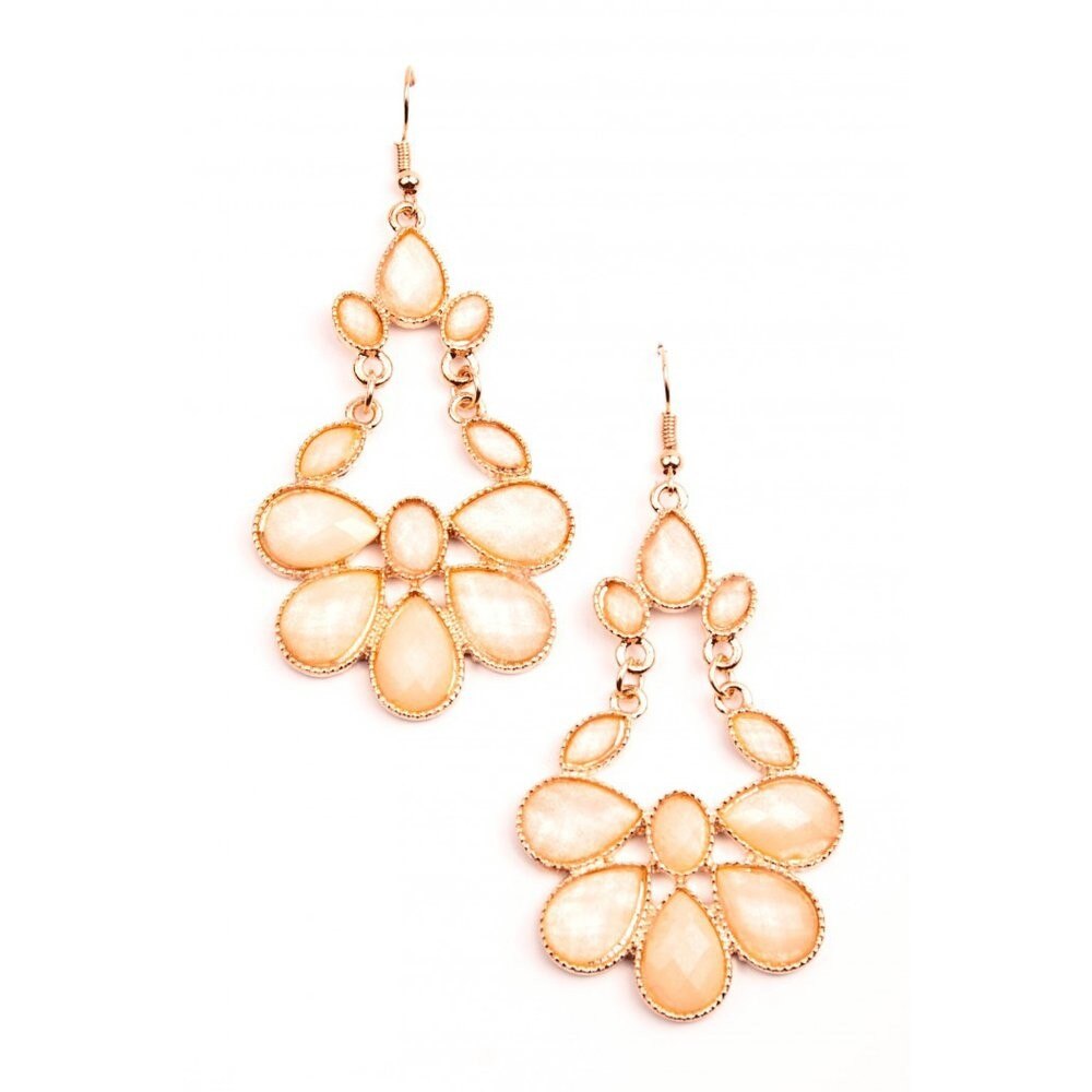 Cercei statement cu pietre - alb sidefat