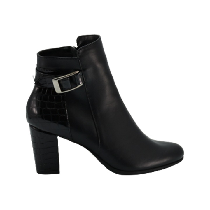 Botine Agatia, Piele Naturala, Negru Simplu, 37