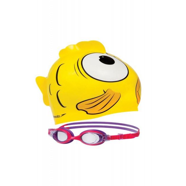 Set inot casca si ochelari pentru copii Speedo Sea Squad cu model peste, 2-6 ani