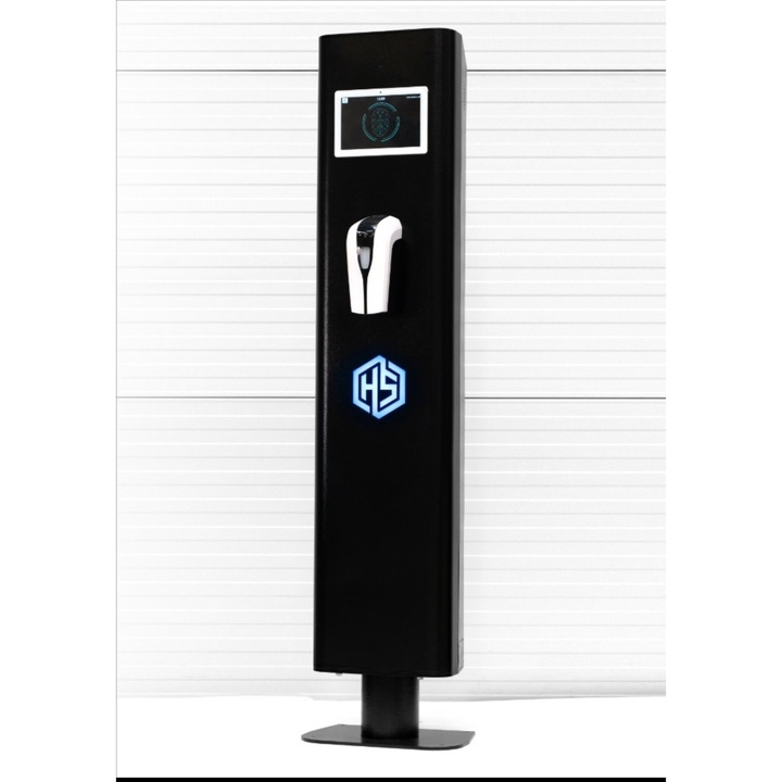 Hunsteel hőkamerás testhő-ellenőrző, beléptető kapu, érintésmentes kézfertőtlenítő adagolóva, fekete színben