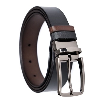 Curea reversibila din piele naturala, 3.5 cm, Negru-Maro, Negru/Maro Curea reversibila din piele naturala, 3.5 cm, Negru-Maro, Negru/Maro