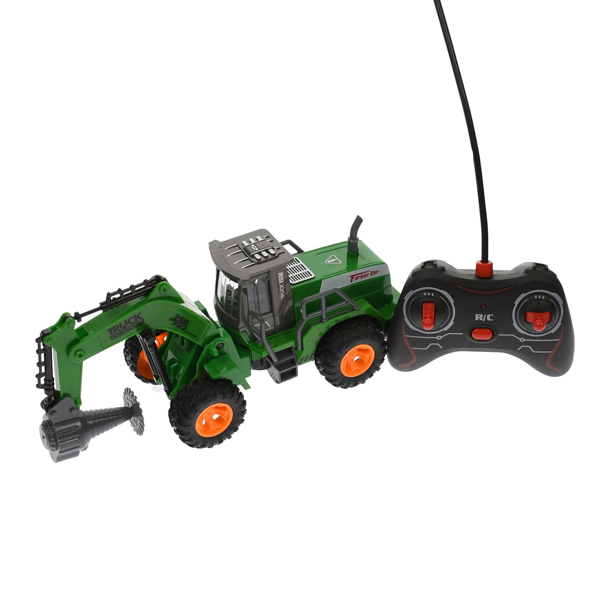 Utilaj de jucarie cu telecomanda, verde, cu sunete si luminte - JC162