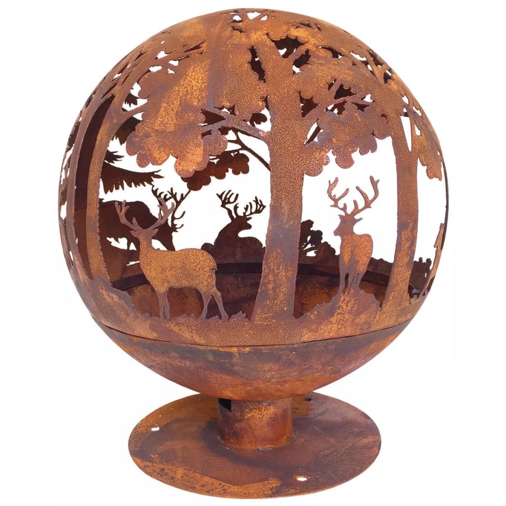 Bol pentru foc, Esschert Design, Metal, 57.5 x 57.5 x 66 cm, Maro