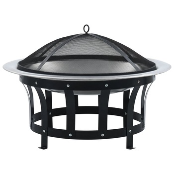 Vatra de foc/Incalzitor de gradina, vidaXL, Ceramica, 76 x 51 cm, Negru Vatra de foc/Incalzitor de gradina, vidaXL, Ceramica, 76 x 51 cm, Negru