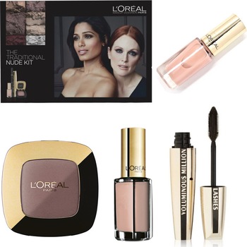 Trusa machiaj, Loreal, The Traditional Nude Kit, Fard pleoape, Rimel, Tus, Oja Trusa machiaj, Loreal, The Traditional Nude Kit, Fard pleoape, Rimel, Tus, Oja
