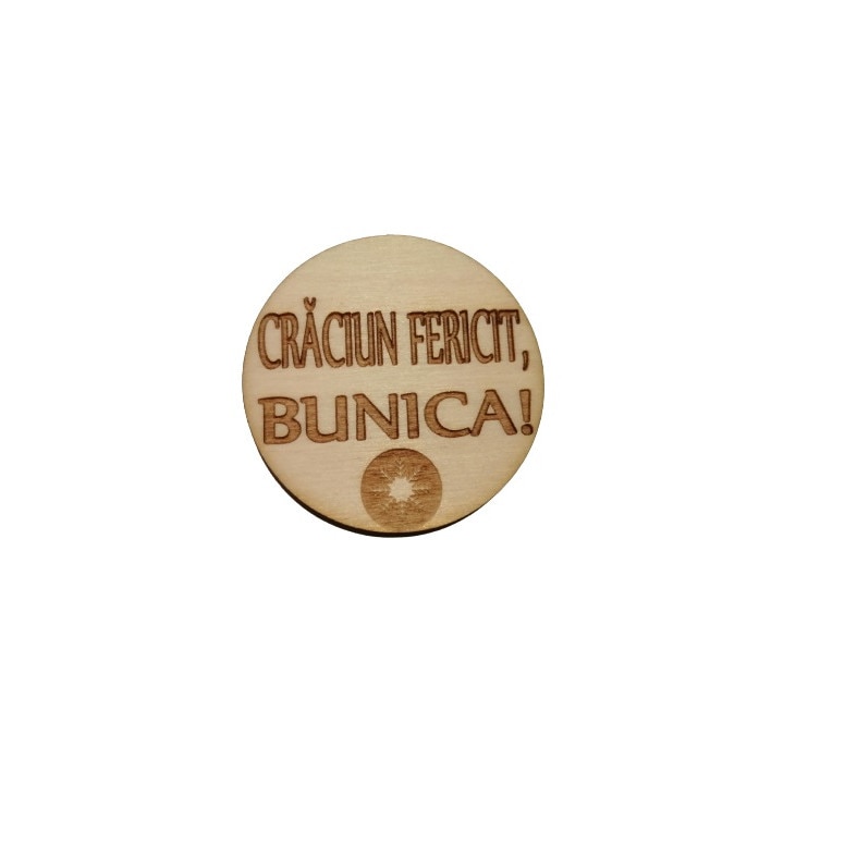 Magnet de frigider, Lemn, Personalizat, Craciun fericit, Bunica, 4.3x4.3 cm