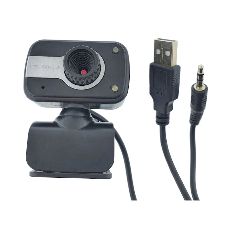 OEM webkamera mikrofonnal, 480P, My Web XHC B7, 360°-os elforgatás, USB csatlakozók és 3,5 mm-es jack, éjjellátó, kábelhossz 140 cm