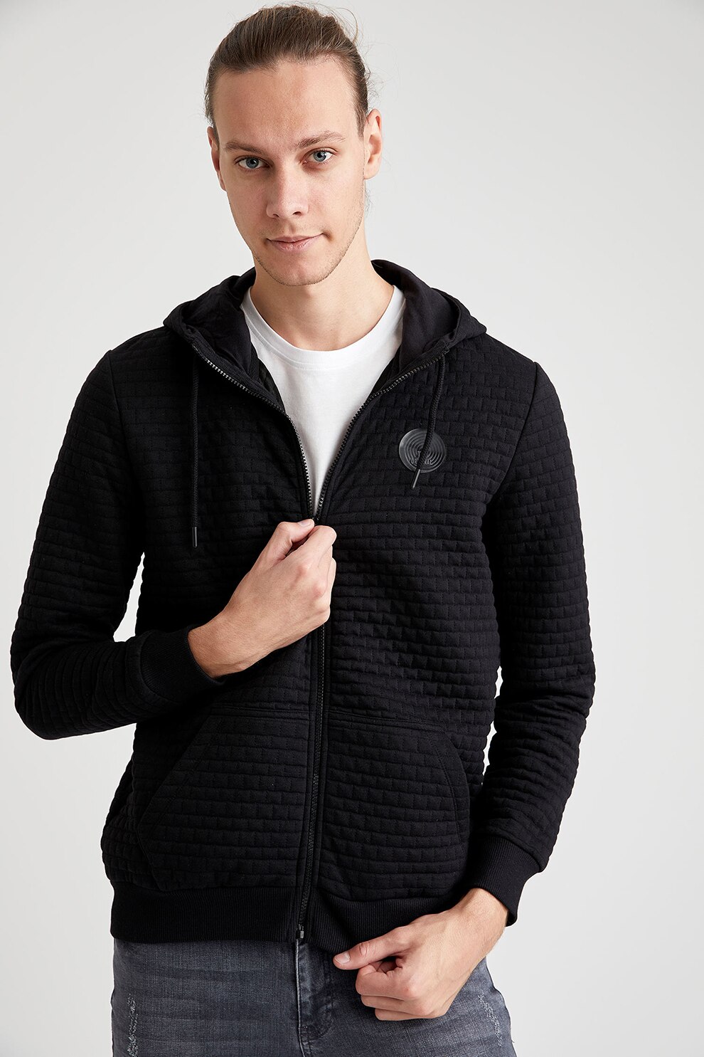 DeFacto, Hanorac cu fermoar si snur, Negru