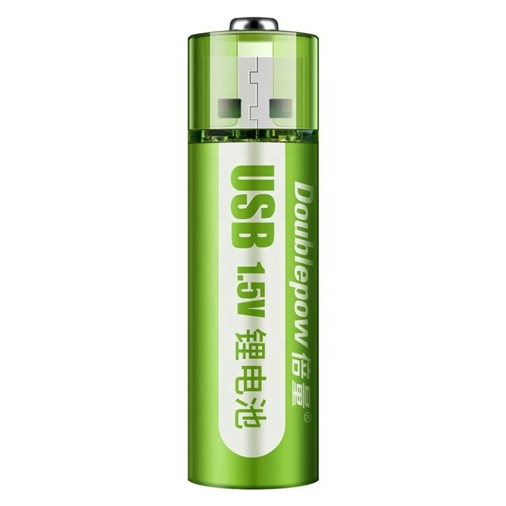Baterii reincarcabile DoublePow, USB, Li-ion, 1.5V, 1800mAh, AA, 1buc.