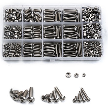 Set 515 piese, suruburi otel inox cu cap rotund hex (M2/M4/M5) si piulite Set 515 piese, suruburi otel inox cu cap rotund hex (M2/M4/M5) si piulite