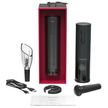 Tirbuson electric Prestigio Bolsena PWO101BK, autonomie 80 de sticle, baterie Li, accesoriu taiere folie, dop pastrare, aerator Tirbuson electric Prestigio Bolsena PWO101BK, autonomie 80 de sticle, baterie Li, accesoriu taiere folie, dop pastrare, aerator