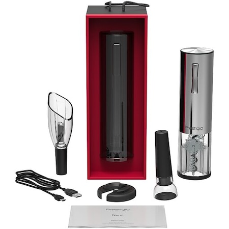 Tirbuson electric Prestigio Nemi PWO103SL, autonomie 70 de sticle, baterie NiMh, accesoriu taiere folie, dop pastrare, aerator