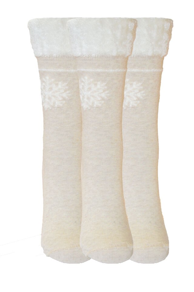 Set trei perechi sosete dama Serena, model Fulg de nea, Bej, 37-41