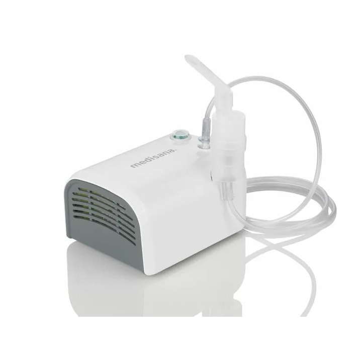 Компресорен инхалатор Medisana IN 510, За деца и възрастни, Капацитет 8 мл, Приставки за нос и уста, Бял