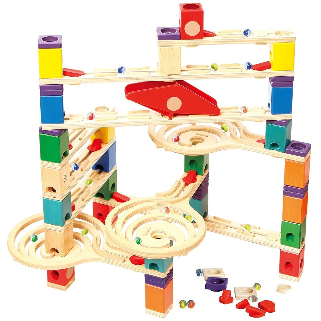Jucarie educativa, Hape, The Vertigo Quadrilla cu 134 piese din lemn si plastic, pentru dezvoltarea imaginatiei si gandirii