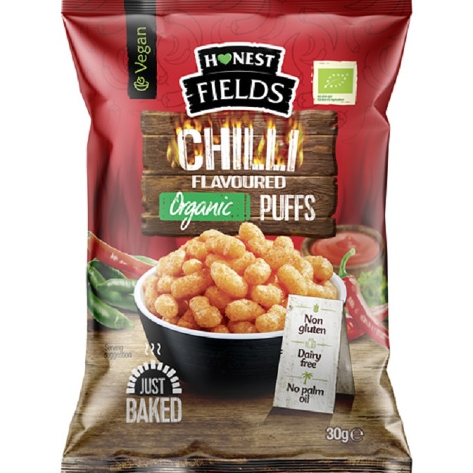 Pufuleti bio, vegani cu arome naturale de Chilli, Honest Fields, 30 g