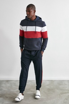 trendyol pantaloni sport cu benzi laterale contrastante 3 bleumarinrosu imagen 10_0_
0
