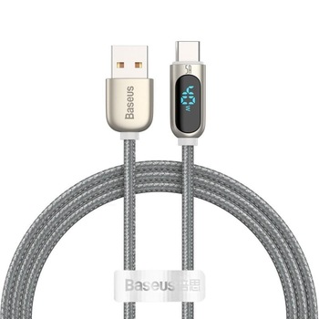 Cablu pentru incarcare si transfer de date Baseus Digital Display, USB/USB Type-C, 40W, 5A, 1m, Silver Cablu pentru incarcare si transfer de date Baseus Digital Display, USB/USB Type-C, 40W, 5A, 1m, Silver