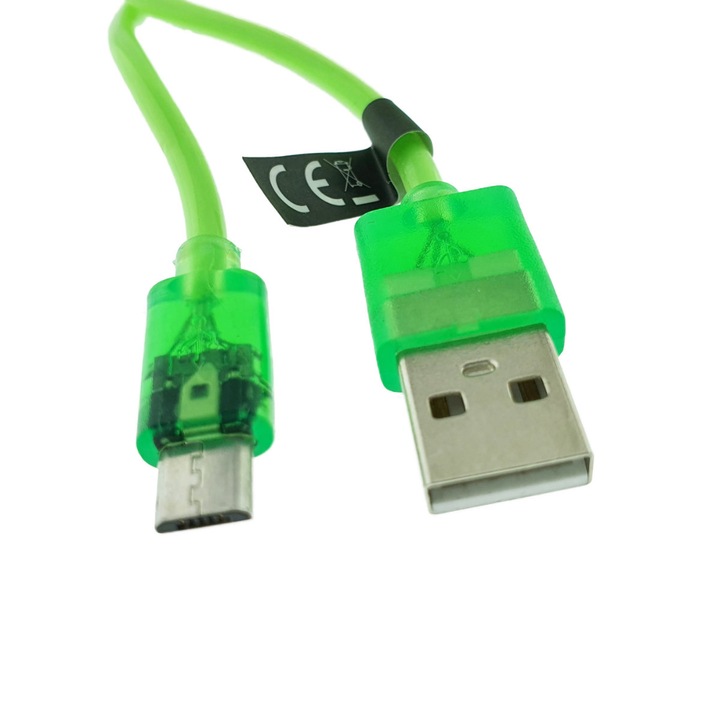 Cablu cu conectori USB 2.0 tata la microUSB tata, 1 metru, Esperanza 91969, invelis PVC, verde