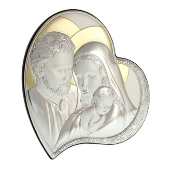 Icoana Argintata Inima Sfanta Familie 16x18 cm Icoana Argintata Inima Sfanta Familie 16x18 cm