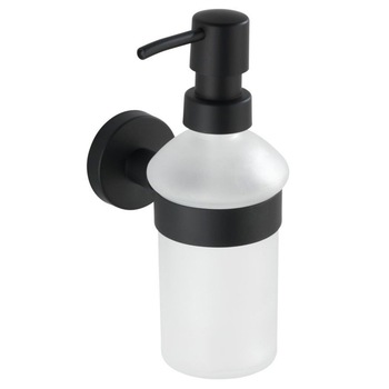 Distribuitor de sapun montat pe perete Wenko, Negru, 200 ml Distribuitor de sapun montat pe perete Wenko, Negru, 200 ml