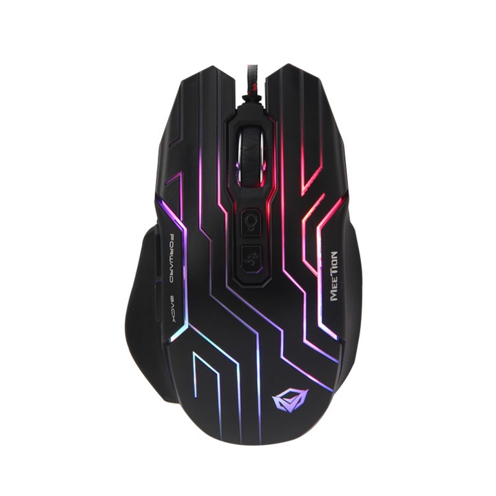 Mouse gaming Meetion MT-GM22 RGB, software, 4800 dpi, negru, USB