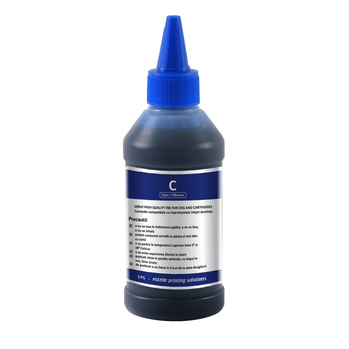 Cerneala universala refill compatibila Canon (CISS), 100 ml, cyan