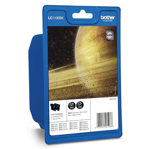 Cartus Brother LC-1100 (LC1100BKBP2), Negru 2 bucati