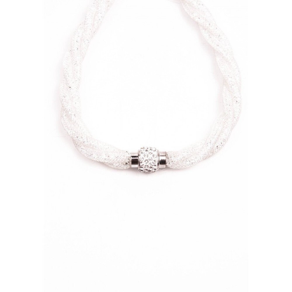 Colier din tuburi impletite accesorizat cu cristale fashion