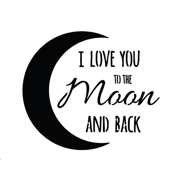 Sablon decorativ To the moon, A4, reutilizabil, plastic, maro