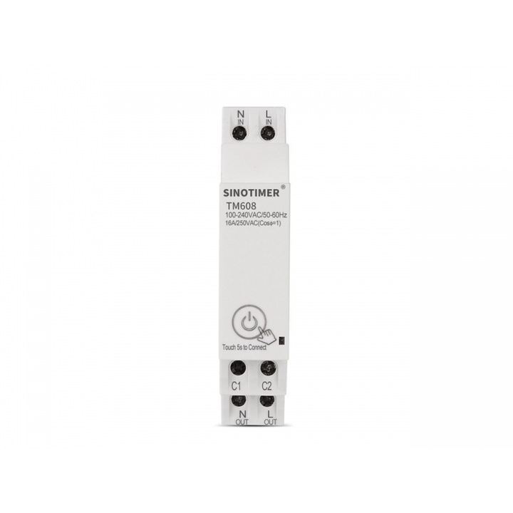 Comutator WIFI temporizat, Sinotimer, digital monofazat de la distanta SINOTIMER TM608 AC 110V 220V 16A 18mm
