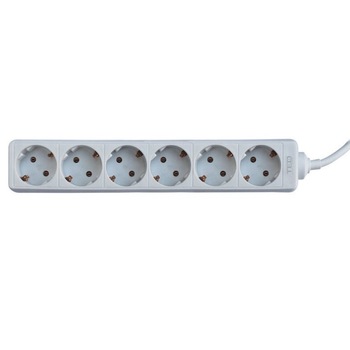 Prelungitor 3 metri 6 prize schuko cablu 3x1mm alb Prelungitor 3 metri 6 prize schuko cablu 3x1mm alb