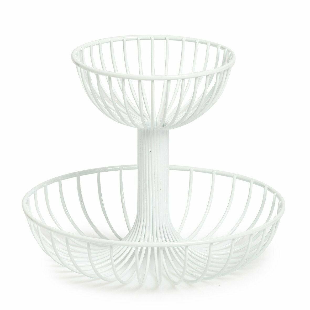 Fructiera Zeller,2 nivele,29x23.5cm,metal,alb