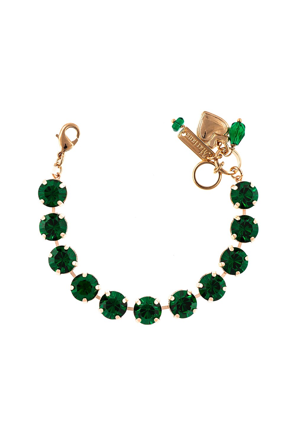 Roxannes - Mariana Jewellery, Bratara placata cu aur rose de 24K si cu cristale , Auriu/Verde