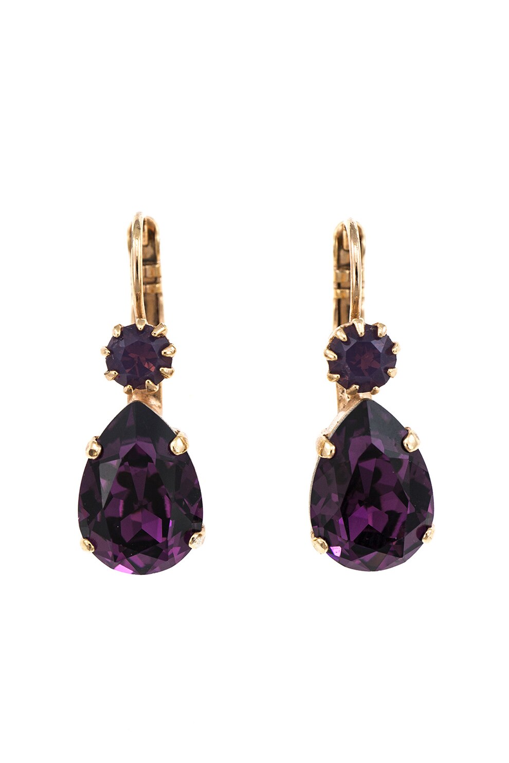 Roxannes - Mariana Jewellery, Cercei placati cu aur rose de 24K decorati cu cristale , Auriu/Violet aubergine