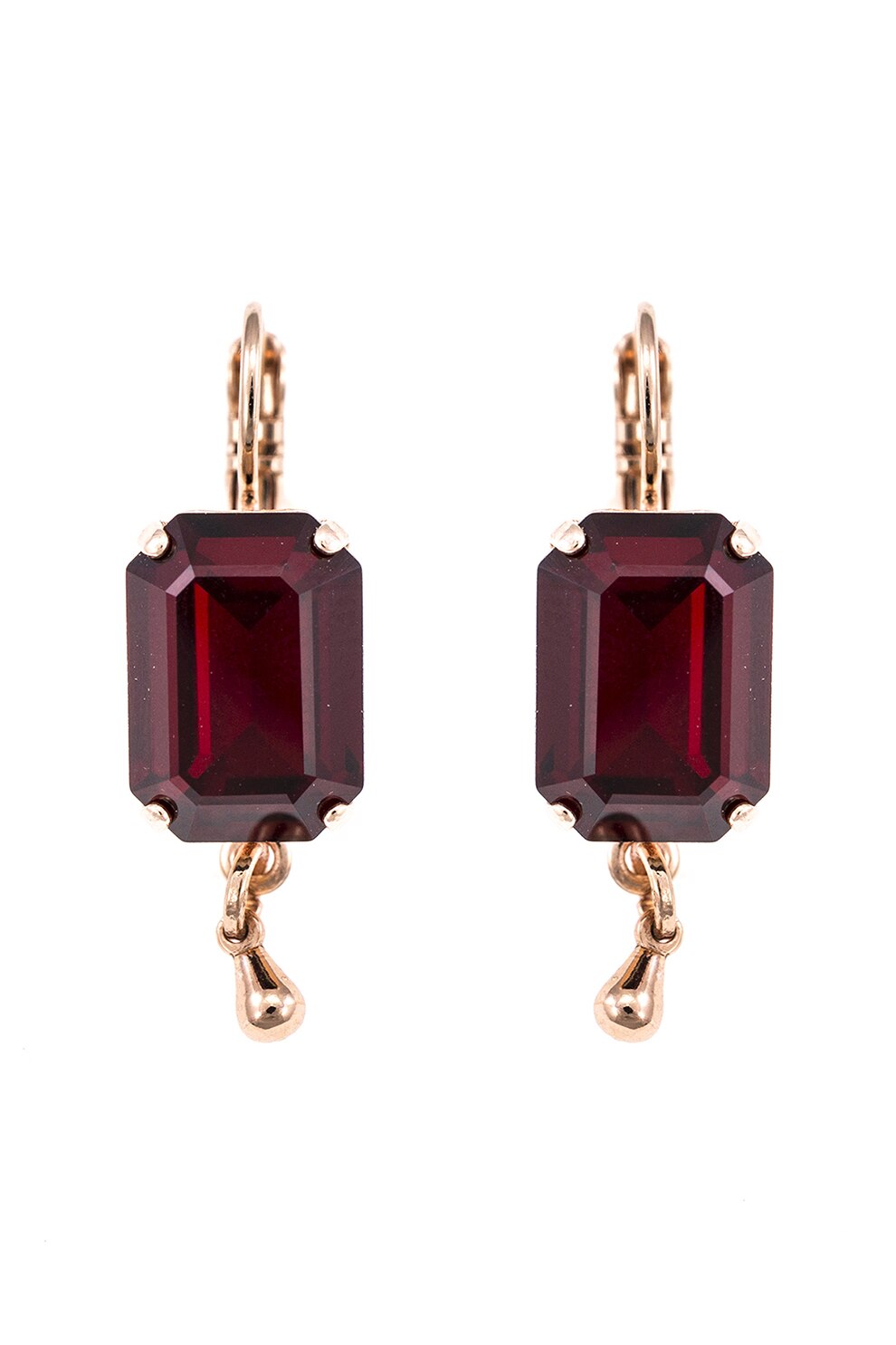 Roxannes - Mariana Jewellery, Cercei placati cu aur de 24K si cristale ®, Auriu/Rosu Bordeaux