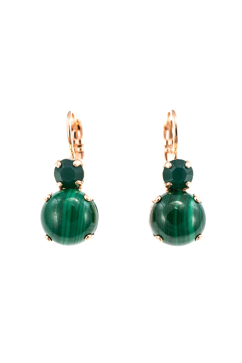 Roxannes - Mariana Jewellery, Cercei placati cu aur rose de 24K, Auriu/Verde