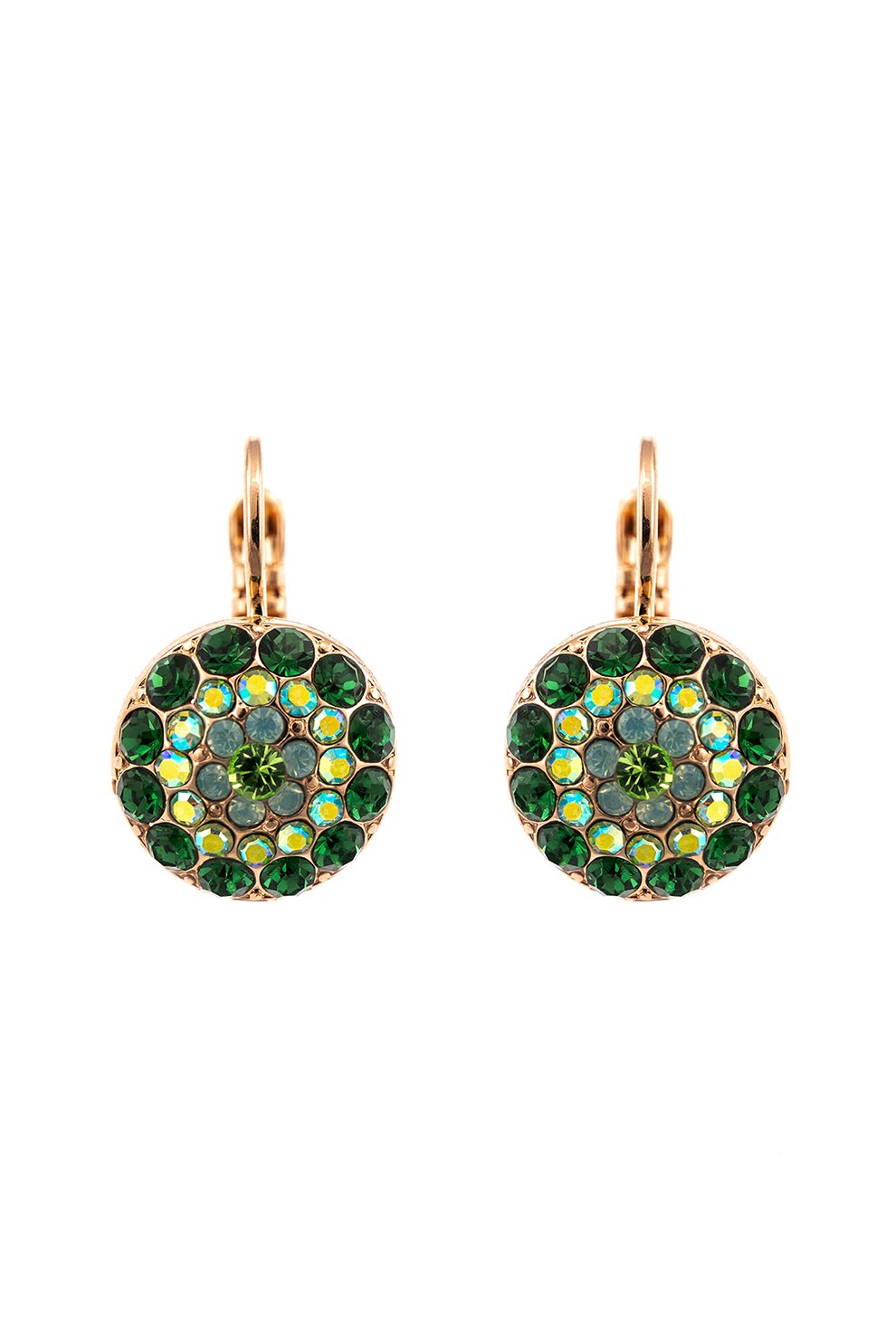Roxannes - Mariana Jewellery, Cercei placati cu aur rose de 24K, Auriu rose/Verde