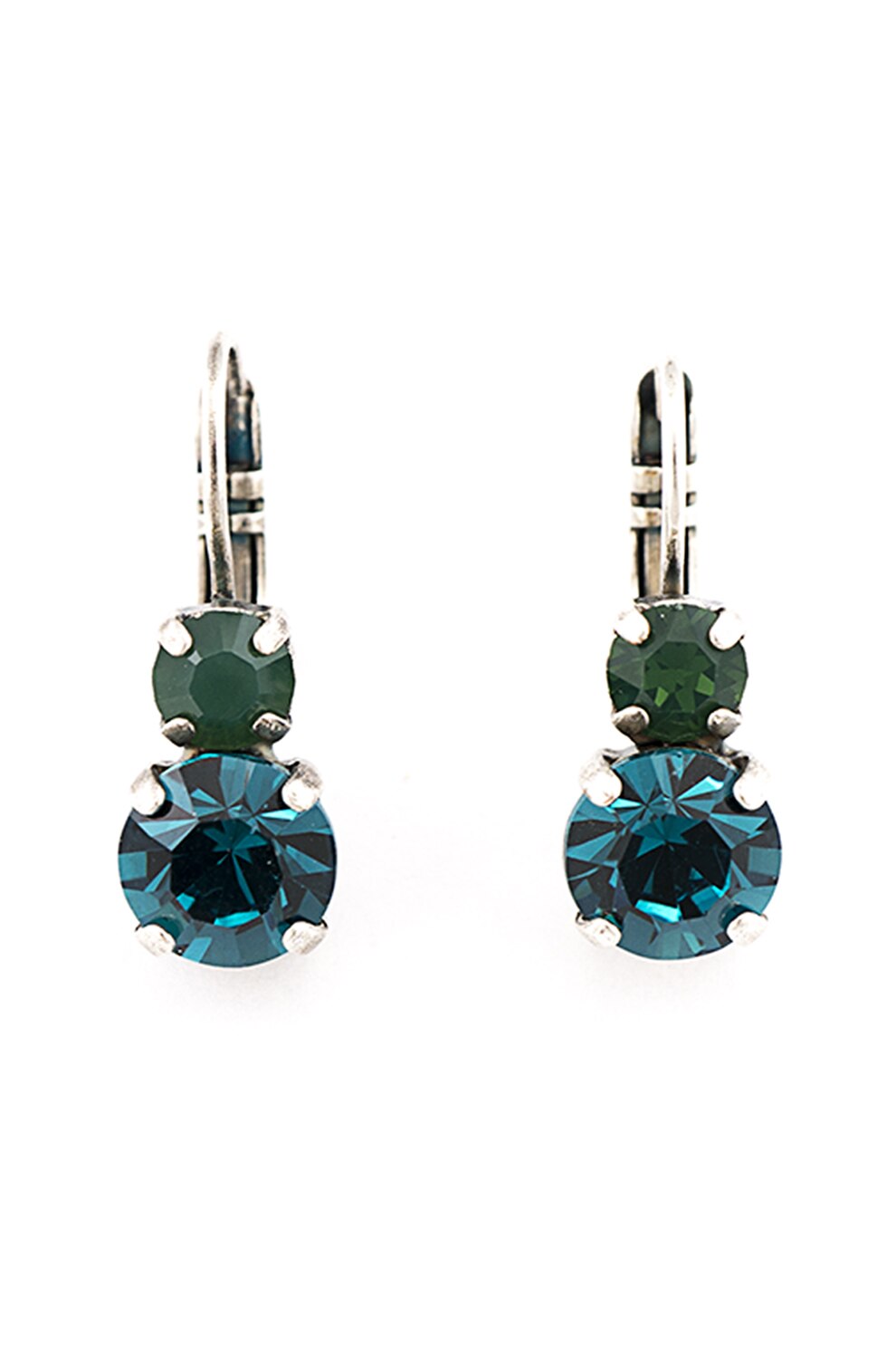 Roxannes - Mariana Jewellery, Cercei placati cu argint veritabil 925, decorati cu cristale , Argintiu/Albastru/Verde
