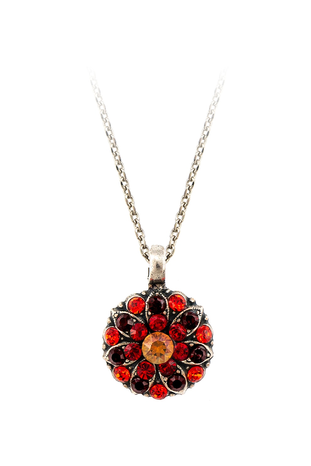 Roxannes - Mariana Jewellery, Colier din lant placat cu argint si pandantiv, Argintiu/Rosu