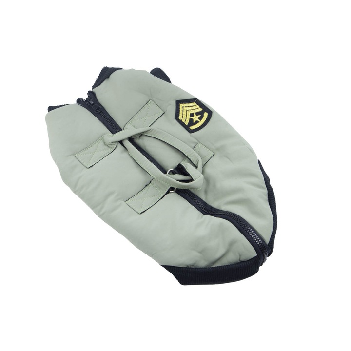 Vesta calduroasa Delta Dog ,pentru catei de talie mica,manere, confortabila,material moale si flexibil,deisgn modern,negru/verde,marime 48/L,Doty