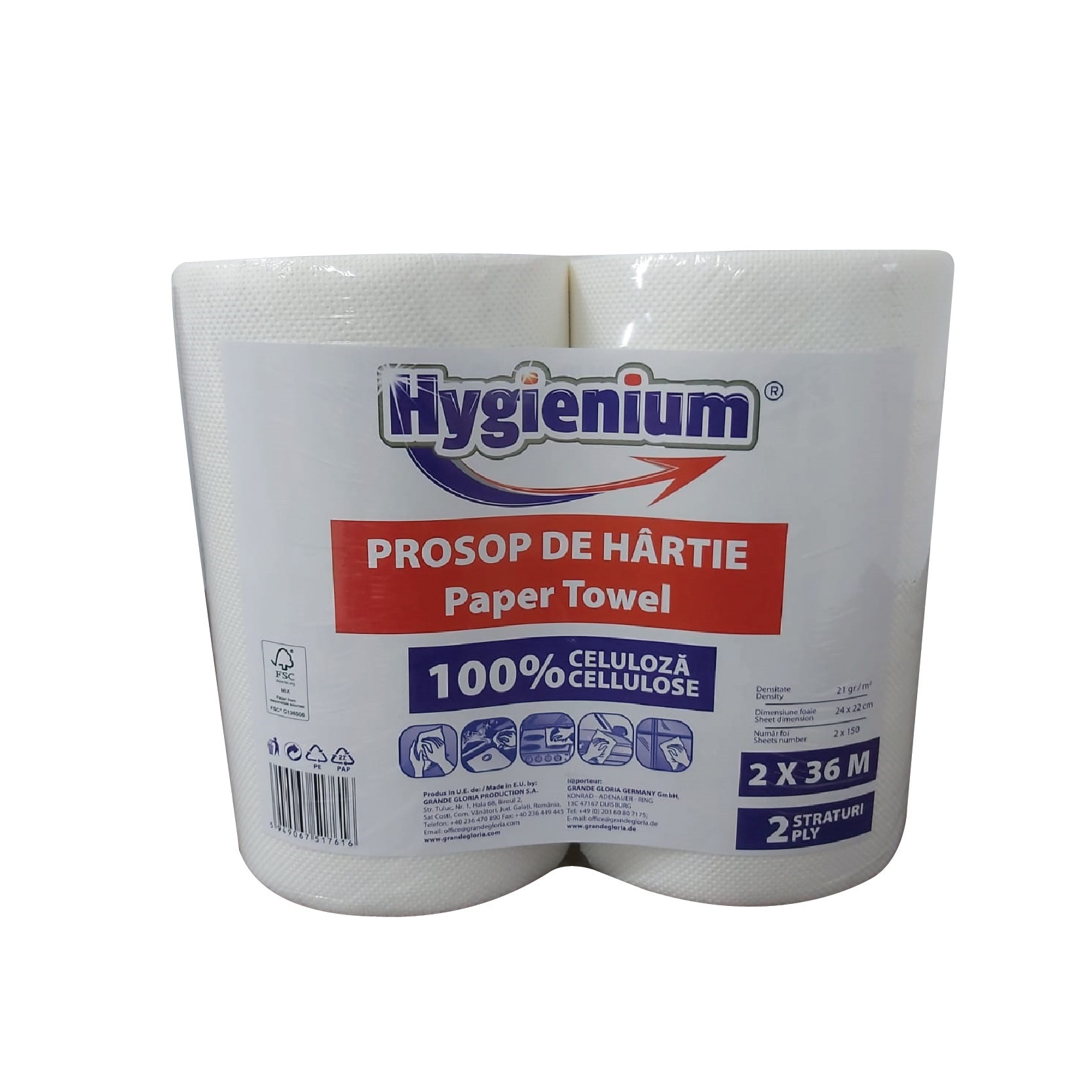 Set 2 role prosoape de hartie , Hygienium, 2 x 36m