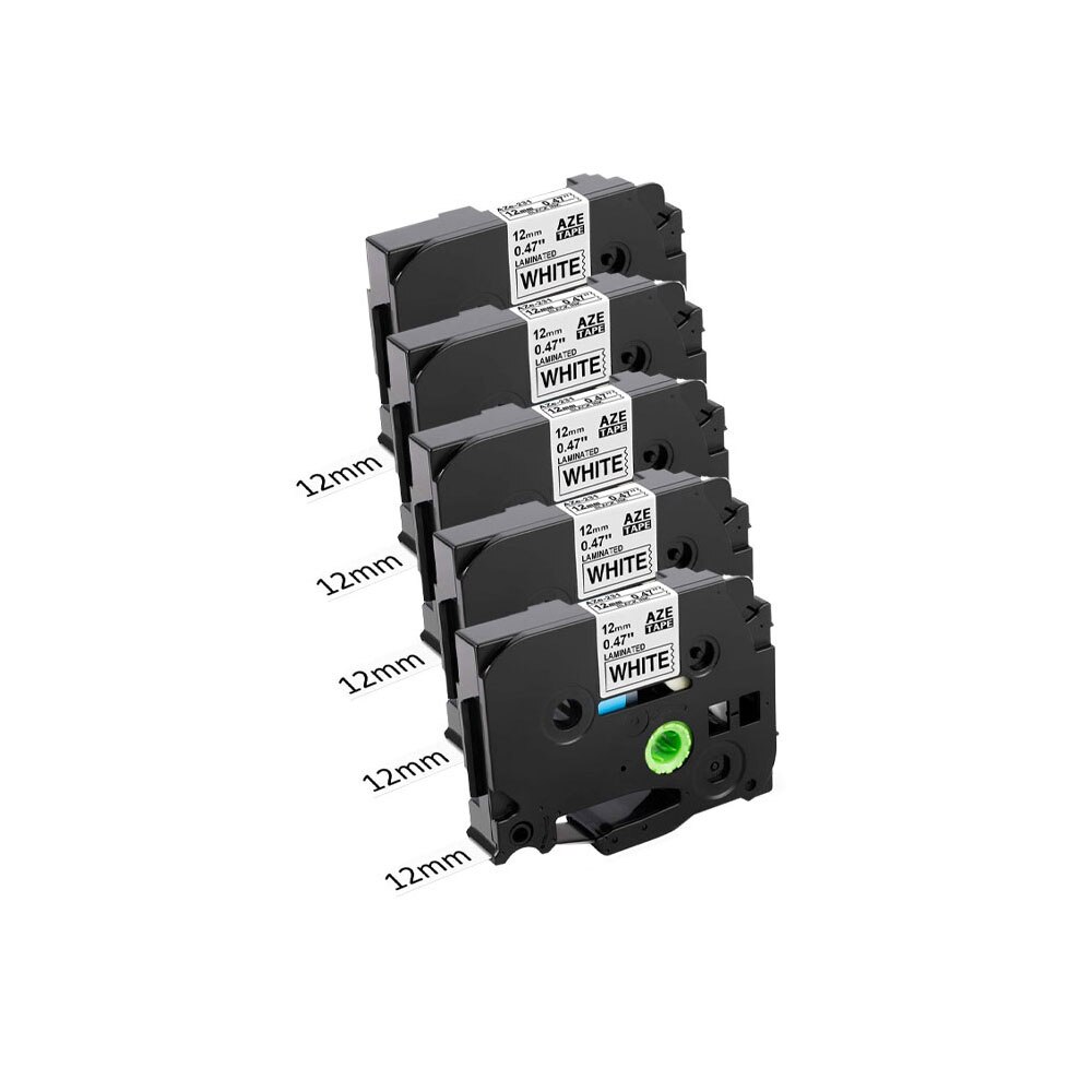 Set 5 benzi etichete Brother compatibil TZe-231, 12mm x 8m, Negru/alb, TZe 231